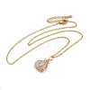 Brass Micro Pave Cubic Zirconia Pendant Necklaces NJEW-E106-11KCG-02-2