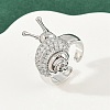 Brass Micro Pave Clear Cubic Zirconia Cuff Rings RJEW-P155-02P-1