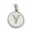 304 Stainless Steel with White Shell Pendants STAS-G268-01Y-P-2