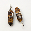 Natural Tiger Eye Double Terminated Pointed Pendants G-J062-03P-1
