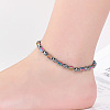 Synthetic Non-magnetic Hematite Oval Hexagonal Column Beaded Stretch Anklets FS-WG276A6-01-4