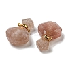 Rhombus Natural Strawberry Quartz Perfume Bottle Pendants G-H241-01G-G-2