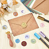 Brass Wax Seal Stamp with Wood Handle AJEW-WH0412-0262-4