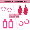 8 Pairs 8 Style Acrylic Hollow Out Rectangle & Tassel Dangle Stud Earrings EJEW-AN0001-93-3