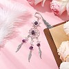 Alloy Sun & Woven Net/Web with Feather Charms Bookmarks AJEW-JK00368-02-2