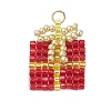Glass Seed Beaded Christmas Gift Pendants PALLOY-MZ00899-01-1