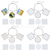 4Pcs Alloy Sublimation Blank Square & Flat Round Charms Bracelets BJEW-PH01797-1