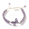 Natural Amethyst Braided Round Bead Bracelets BJEW-K251-06B-2