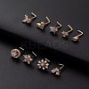 316L Surgical Stainless Steel Clear Cubic Zirconia L-Shaped Nose Rings WG135CD-03-1