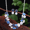 Flat Round & Oval & Square Zinc Alloy Enamel Pendant Necklaces & Stud Earrings Sets WG42338-12-1