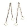 Brass Pave Crystal Rhinestone Chain with Rhombus Big Pendants KK-N216-422-03LG-2