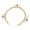 Alloy Enamel Flower Charm 304 Stainless Steel Cuban Link Chain Bag Decorative Chains FIND-JF00160-03-1