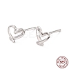 Anti-Tarnish Open Heart Rhodium Plated 925 Sterling Silver Stud Earrings EJEW-I259-07P-4
