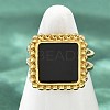 Square 304 Stainless Steel Enamel Finger Rings for Women RJEW-G355-06G-5