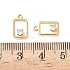 Brass Micro Pave Cubic Zirconia Rectangle Charms KK-Z136-04G-3