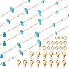 3m Natural Synthetic Turquoise Chips & ABS Plastic Imitation Pearl Beaded Chains Necklace Making Kits CHC-TA0001-30C-2
