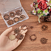 DIY Round/Flower Wood & Brass Stud Earring Jewelry Making Kits DIY-SC0026-57-3
