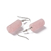 Natural Rose Quartz Cylindrical Dangle Earrings EJEW-D188-01P-05-3