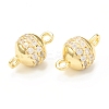 Brass Micro Pave Clear Cubic Zirconia Connector Charms KK-P229-71G-1