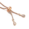 Brass Pave Clear Cubic Zirconia Square Slider Bracelet Making BJEW-U005-02G-3