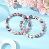 2Pcs Natural Pink Zebra Jasper Beaded Stretch Bracelets BJEW-JB11192-2