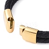 Mixed Stone Round Bead Leather Cord Multi-strand Bracelets BJEW-A009-10G-4