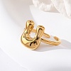 304 Stainless Steel Open Cuff Rings for Women LS-RJEW-M060-01G-21-3