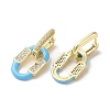 Oval Real 18K Gold Plated Brass Dangle Hoop Earrings EJEW-L268-041G-03-2