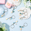 20Pcs Turtle with Starfish Synthetic Turquoise Pendant Keychains KEYC-CP0001-47B-4