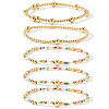 5Pcs 5 Styles Brass & Glass Beads Stretch Bracelets LM8545-1-5
