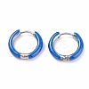Two Tone 304 Stainless Steel Chunky Huggie Hoop Earrings with Enamel for Women EJEW-C043-11-P-3