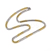 Two Tone PVD Vacuum Plating 201 Stainless Steel Cuban Link Chain Necklace with 304 Stainless Steel Clasps for Men Women NJEW-M194-01A-GP-1