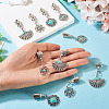 16Pcs 4 Styles Alloy with Synthetic Turquoise Zipper Pulls HJEW-TAC0098-7