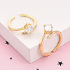 Brass Micro Pave Clear Cubic Zirconia Cuff Rings for Women KK-T074-10G-1
