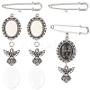 60Pcs 5 Styles Tibetan Style Alloy Pendants with Iron Brooch Findings TIBE-SC0009-45B-1