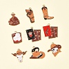 18Pcs 9 Styles Western Cowboy Hat Boots Money Bag Skull Alloy Enamel Pendants FIND-FS0003-91-7