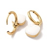 Ion Plating(IP) Enamel Square Padlock Dangle Hoop Earrings STAS-H175-22G-A-2