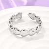 Non-Tarnish 304 Stainless Steel Heart Wrap Open Cuff Ring for Women RJEW-C045-18P-2