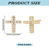 2 Pairs Brass Micro Pave Clear Cubic Zirconia Stud Earrings for Women EJEW-LP0001-57G-2