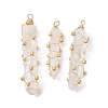 Copper Wired Electroplated Natural Quartz Crystal Pendants PALLOY-JF02626-01-1