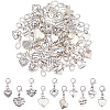60Pcs 10 Styles Valentine's Day Heart Alloy Pendant Decorations HJEW-FH00290-1