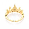 Brass Micro Pave Cubic Zirconia Cuff Rings for Women KK-T071-70G-3