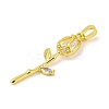 Rose Flower for Valentine's Day Real 18K Gold Plated Rack Plating Brass Micro Pave Cubic Zirconia Pendants KK-R153-01B-G-2