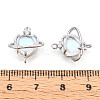 Brass Pave Clear AB Glass Cubic Zirconia Heart Planet with Star Connector Charms KK-N267-04G-3
