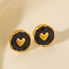 304 Stainless Steel Heart Stud Earrings OA9161-3-1