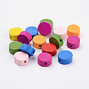 Mixed Color Flat Round Natural Wood Beads X-TB236Y-2