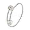 304 Stainless Steel & Polymer Clay Crystal Rhinestone Round Beads Open Cuff Bangles BJEW-M042-06P-2