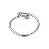 Non-Tarnish 304 Stainless Steel Round Ball Open Cuff Finger Rings for Women X-RJEW-C105-01P-3