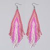 Handmade Glass Seed Beads Tassel Dangle Earrings EN2812-8-1