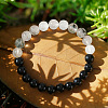 Natural White Jade & Synthetic Non-magnetic Hematite & Glass Round Beads Stretch for Men Women  BP7184-3